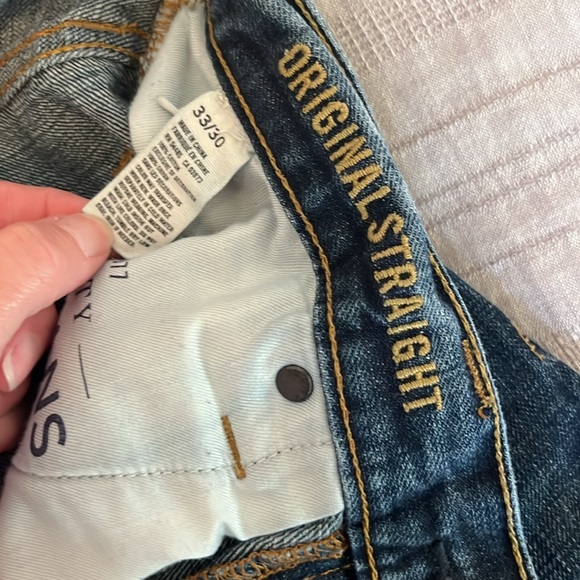 American Eagle men’s medium wash Original Straight jeans. Size 33x30 - Picture 3 of 5